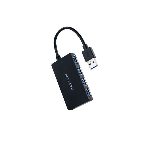 Nanocable - Hub USB 3.0 con 4 Puertos de USB 3.0  USB-A/M-USB 3.0/H  Negro  15 cm