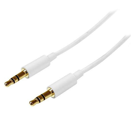 StarTech.com - Cable de 2 metros Delgado de Audio Estéreo Mini Jack de 3 5mm - Blanco - Macho a Macho