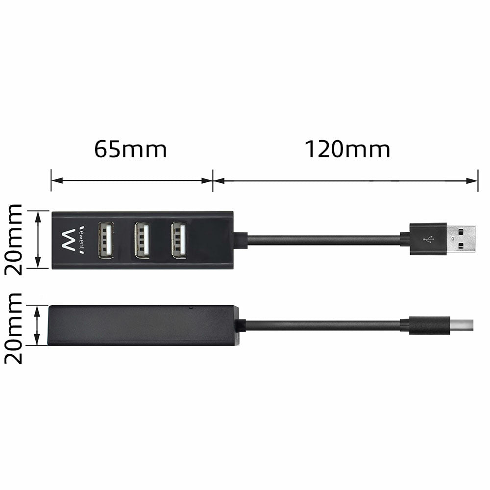 Ewent - EW1123 hub de interfaz USB 2.0 480 Mbit/s Negro