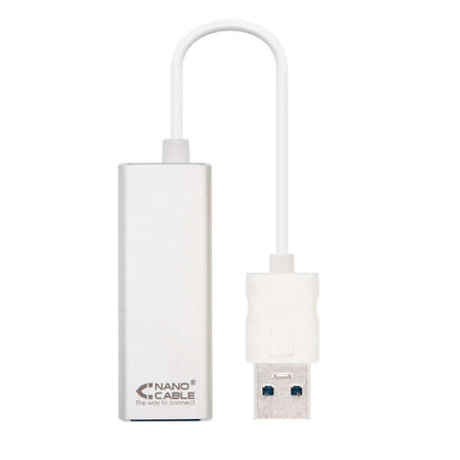 Nanocable Conversor USB 3.0 a Ethernet Gigabit 10/100/1000 Mbps - 15cm - Color Aluminio 1 pieza(s)