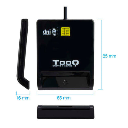 TooQ - Lector de Tarjetas Inteligentes DNIe SIM USB-C  Negro