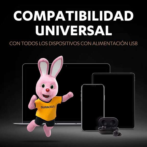 Duracell Bateria Externa/Power Bank 6700mAh PD 18W y QC 3.0 - 1x USB-A, 1x USB-C - Indicadores Led - 2 Dispositivos Simultaneamente 1 pieza(s)