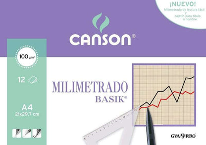 Canson - C200406323 papel milimétrico A4 100 g/m² 12 hojas