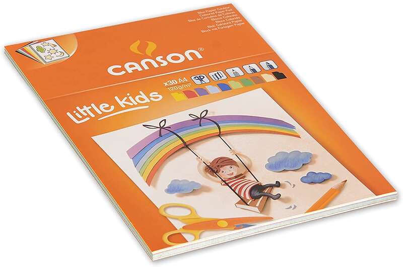 Canson Kids Cartulina Bloc Encolado de 30 Hojas A4 - 21x29.7 - 120g - Colores Surtidos 1 pieza(s)