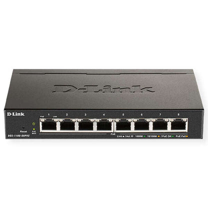 D-Link - DGS-1100-08PV2 Gestionado L2/L3 Gigabit Ethernet (10/100/1000) Energía sobre Ethernet (PoE) Negro