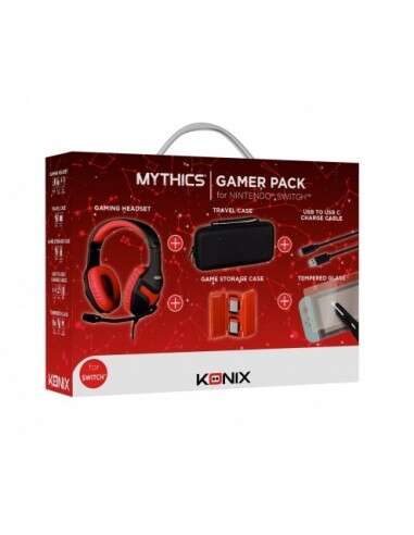 Konix Mythics Gamer Switch Pack Auriculares + Funda de Transporte + Protector Pantalla Vidrio Templado + Estuche para 4 Cartuchos de Juego + Cable USB a USB-C 1 pieza(s)