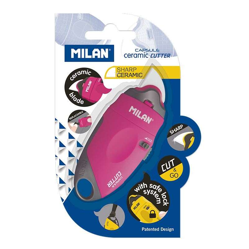 Milan Capsule Ceramic Cutter de Hoja Ceramica Reemplazable - Tamaño Bolsillo - Diseño Ergonomico - Sistema de Bloqueo - Color Aleatorio 1 pieza(s)