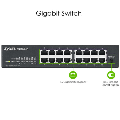 Zyxel - GS1100-16 No administrado Gigabit Ethernet (10/100/1000)