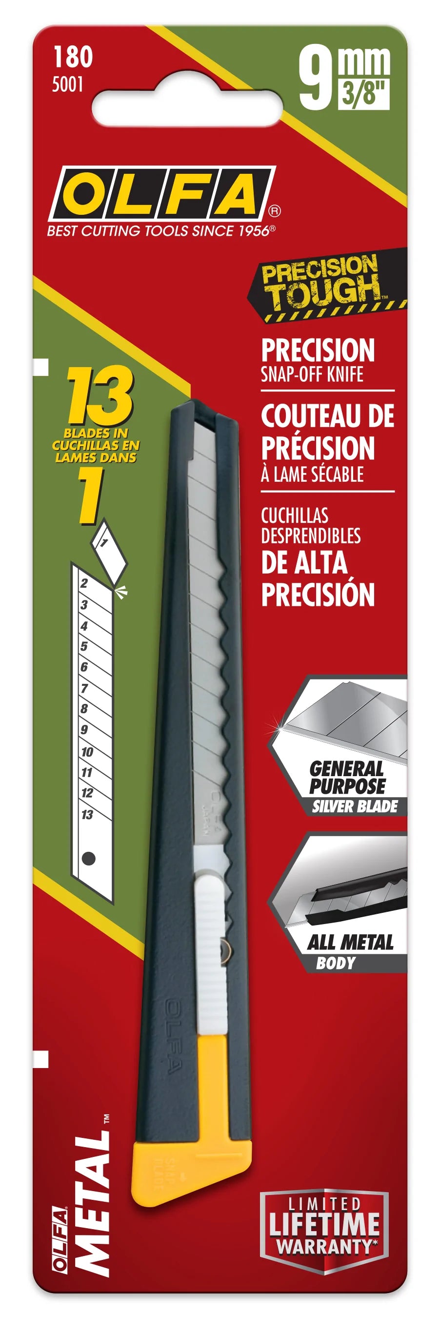 Olfa 180 Cutter de Precision de Metal - Empuñadura de Acero - Diseño Fino 1 pieza(s)