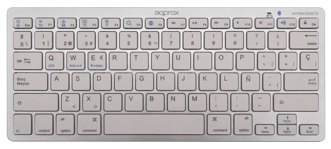 Approx - APPMX300BTS teclado Oficina Bluetooth QWERTY Español Plata