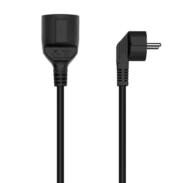 AISENS - Cable Alargador de Alimentacion Schuko  CEE7/M-CEE7/H  Negro  2.0M