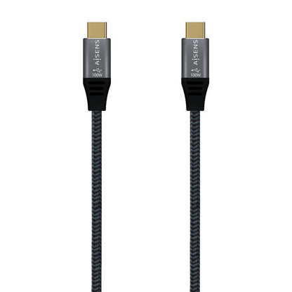 AISENS - Cable USB 2.0 Aluminio 5A 100W E-Mark  USB-C/M-USB-C/M  Gris  2.0M