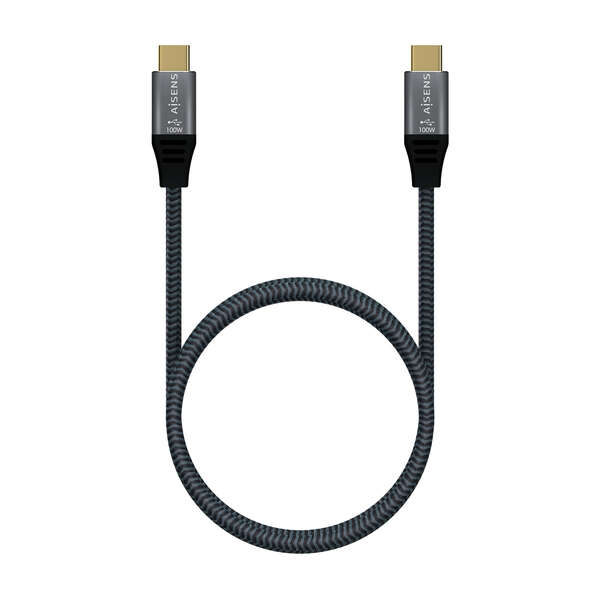 AISENS - Cable USB 2.0 Aluminio 5A 100W E-Mark  USB-C/M-USB-C/M  Gris  2.0M