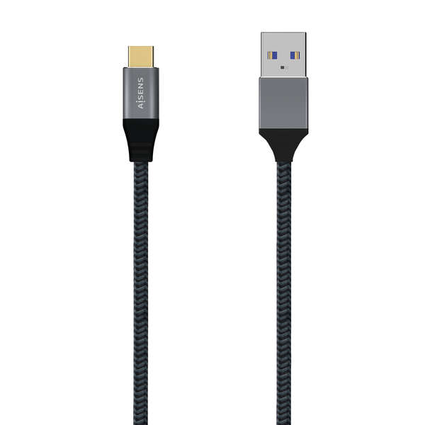 AISENS - Cable USB 3.1 Gen2 Aluminio 10Gbps 3A  Tipo USB-C/M-A/M  Gris  2.0M