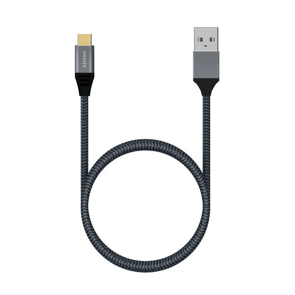 AISENS - Cable USB 3.1 Gen2 Aluminio 10Gbps 3A  Tipo USB-C/M-A/M  Gris  2.0M