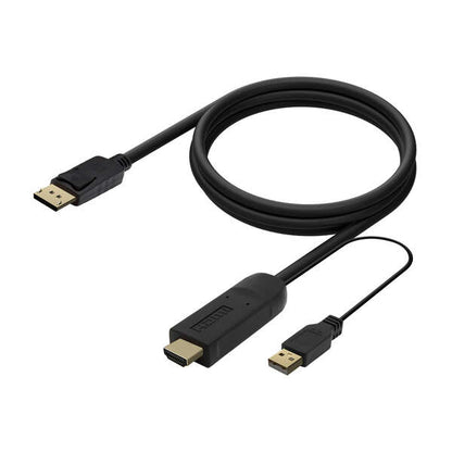 AISENS - Cable Conversor Activo HDMI 2.0 + USB Alim. a DISPLAYPORT V1.2  HDMI/M-USB/M-DP/M  Negro  1.8M