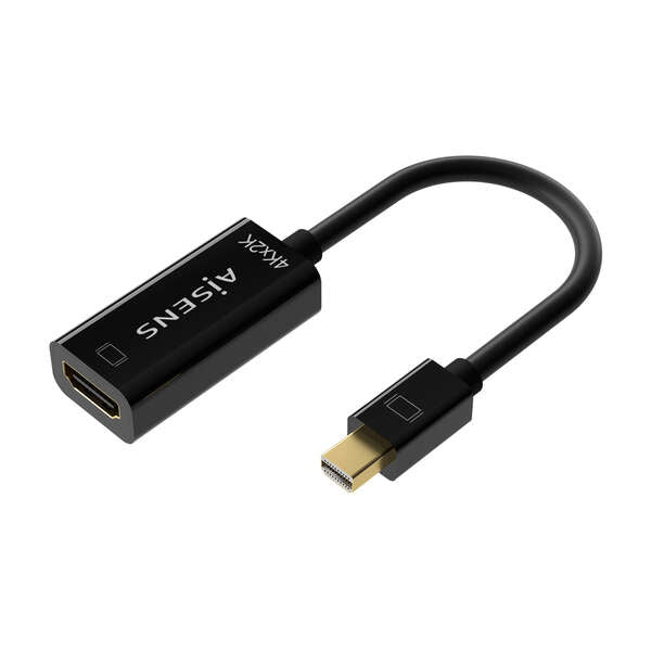 AISENS - Conversor Mini DP V1.2 a HDMI V1.4 4K@30Hz  MDP/M-HDMI A/H  Negro  15CM