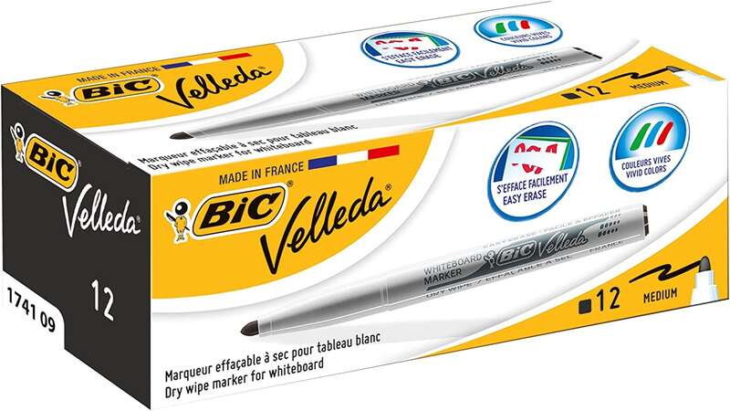 BIC - Velleda 1741 marcador 12 pieza(s) Punta redonda Negro