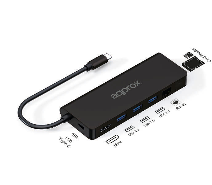 Approx - APPC53 base para portátil y replicador de puertos USB 3.2 Gen 1 (3.1 Gen 1) Type-C Negro