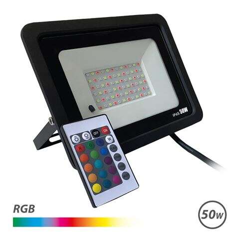 Elbat Foco Led RGB 50W - Control Remoto - IP65 - Ideal para Exterior 1 pieza(s)