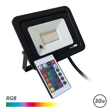 Elbat Foco Led RGB 30W - Control Remoto - IP65 - Ideal para Exterior 1 pieza(s)