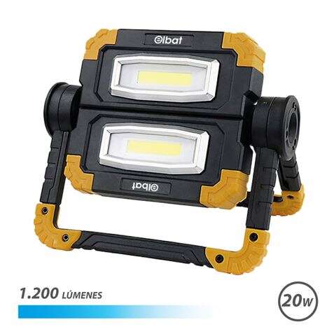 Elbat Foco Led Recargable 20W - 1200 Lumenes - Luz Fria 6500K - Bateria 5000mAh  - Autonomia de 5 a 9 horas 1 pieza(s)