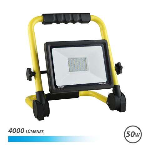 Elbat Foco Led con Soporte Plegable 50W - 4000lm - Luz Fria 6500K - Cable de 1.50m 1 pieza(s)