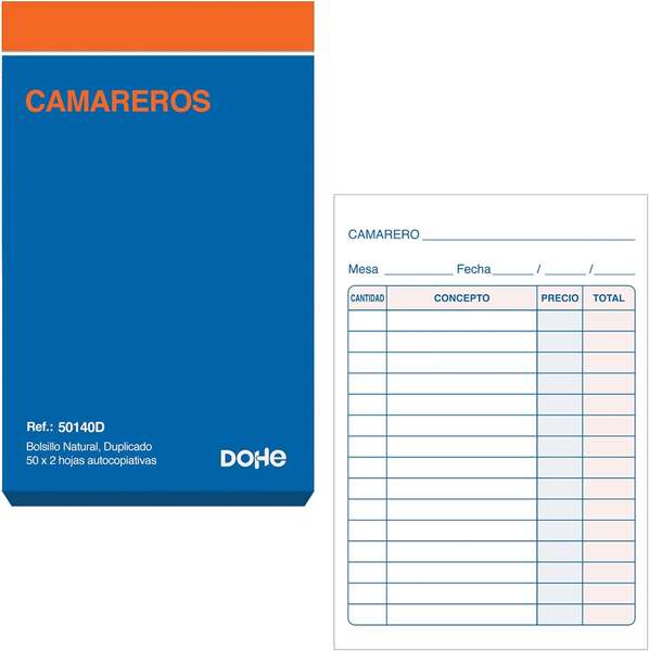 DOHE - 50140D registro comercial (libro) Azul  Naranja 100 hojas