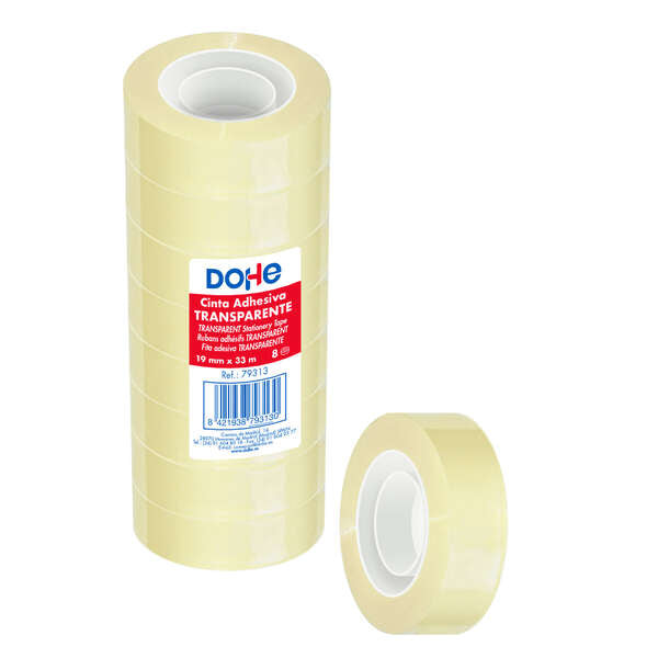 Dohe Pack de 8 Cintas Adhesivas Transparente de Polipropileno 19mm x 33m 1 pieza(s)