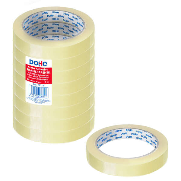 Dohe Pack de 8 Cintas Adhesivas Transparente de Polipropileno 19mm x 66m 1 pieza(s)