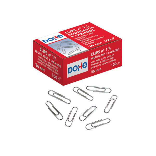 Dohe Pack de 100 Clips Labiados Nº1 1/2 26mm - Niquelados 1 pieza(s)