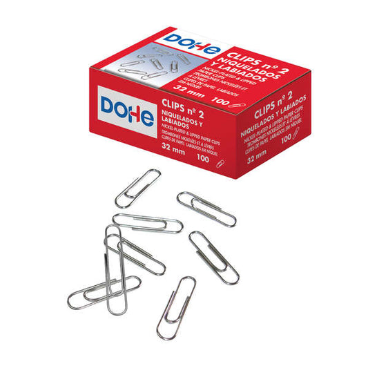 Dohe Pack de 100 Clips Labiados Nº2 32mm - Niquelados 1 pieza(s)