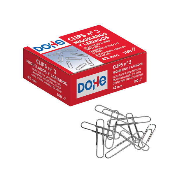 Dohe Pack de 100 Clips Labiados Nº3 42mm - Niquelados 1 pieza(s)