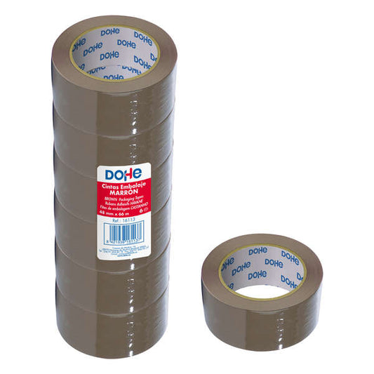 Dohe Pack de 6 Rollos de Precinto de Polipropileno - Medidas 48mm x 66m - Color Marron 1 pieza(s)