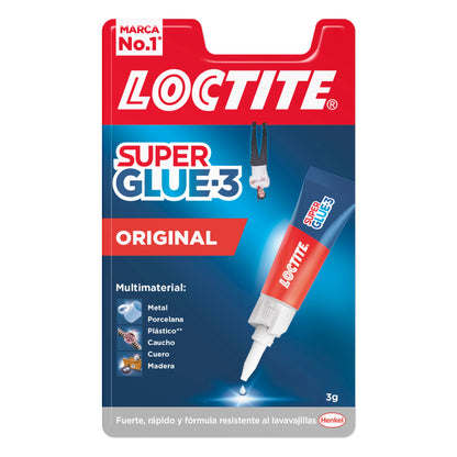 Loctite Super Glue-3 Original Pegamento Transparente Instantaneo 3gr - Formula Triple Resistencia - Secado en 3 Segundos - Tapon Antiobstruccion 1 pieza(s)