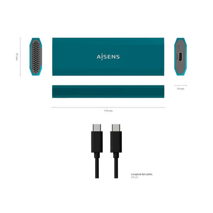 AISENS - Caja Externa M.2 (NGFF) ASM2-019BLU SATA/NVMe a Usb3.1 Gen2  Azul