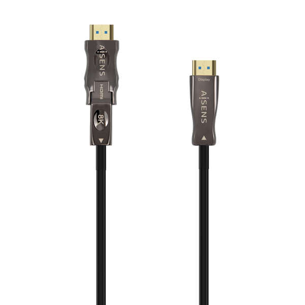 AISENS - Cable Hdmi V2.1 AOC Desmontable Ultra Alta Velocidad / Hec 8K@60Hz 4K@120Hz 4:4:4 48Gbps  A/M-D/A/M  Negro  20M