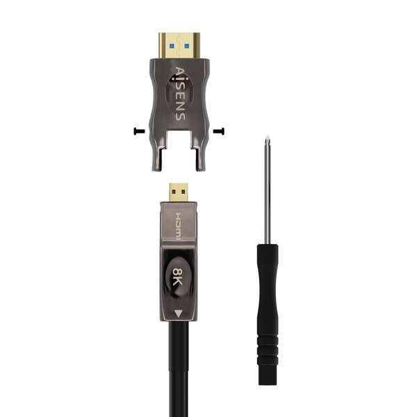 AISENS - Cable Hdmi V2.1 AOC Desmontable Ultra Alta Velocidad / Hec 8K@60Hz 4K@120Hz 4:4:4 48Gbps  A/M-D/A/M  Negro  20M