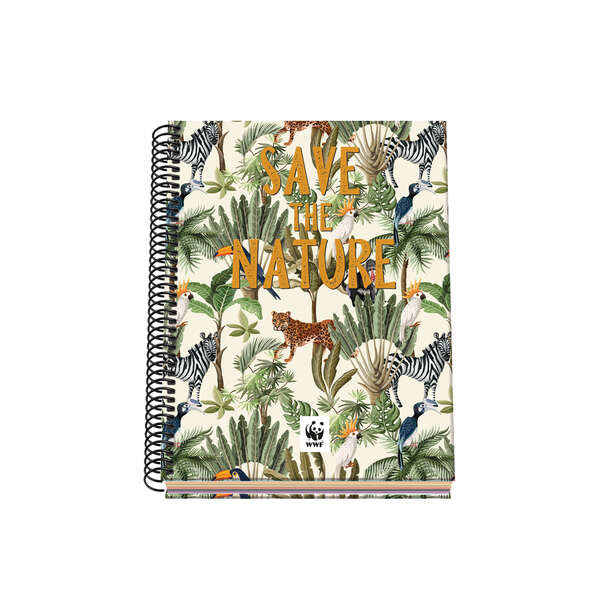 Dohe WWF Save the Nature Cuaderno Espiral Tapa Dura - Tamaño A5 de 100 Hojas 90gr - Hojas Microperforadas con 2 Taladros - Cuadricula 5mm 1 pieza(s)