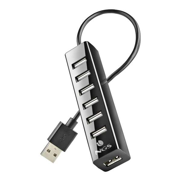 NGS Ihub7 Tiny Hub USB 2.0 - 7 Puertos USB 2.0 - Adaptador de Corriente - Velocidad hasta 480Mbps 1 pieza(s)