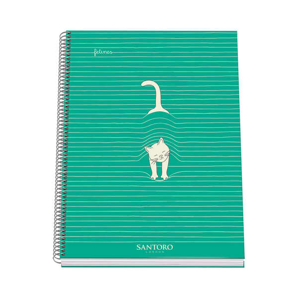 Dohe Santoro Felines Cuaderno Espiral Tapa Dura - Tamaño A4 de 100 Hojas 90gr - Hojas Microperforadas con 4 Taladros - Cuadricula 5mm 1 pieza(s)