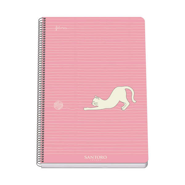 Dohe Santoro Felines Cuaderno Espiral Tapa Rigida - Tamaño Folio de 80 Hojas 90gr - Hojas con Cuadricula 4mm 1 pieza(s)