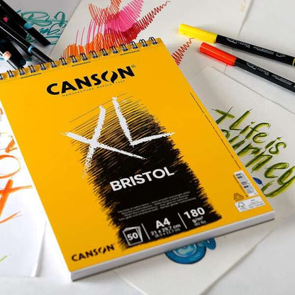 Canson Bloc XL Bristol Extraliso A3 de 50 Hojas 180gr - Acabado Satinado - Muy Resistente - Color Blanco 1 pieza(s)