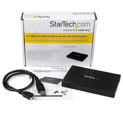 StarTech.com - Caja Carcasa de Aluminio USB 3.0 de Disco Duro HDD SATA 3 III 6Gbps de 2 5 Pulgadas Externo con UASP