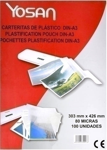 Yosan - YOSAN FUNDAS PLASTIFICAR 2X80 MICRAS BRILLO A3 -CAJA 100U-