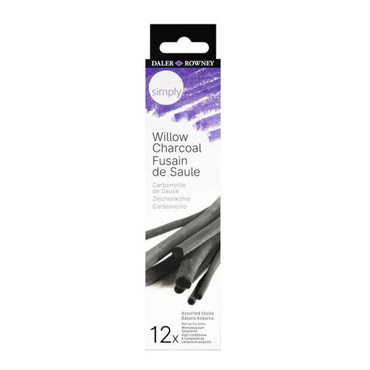 Daler Rowney Simply Charcoal Pack de 12 Carboncillos de Sauce - Marca Suave e Intensa - Ideal para Artistas y Aficionados 1 pieza(s)