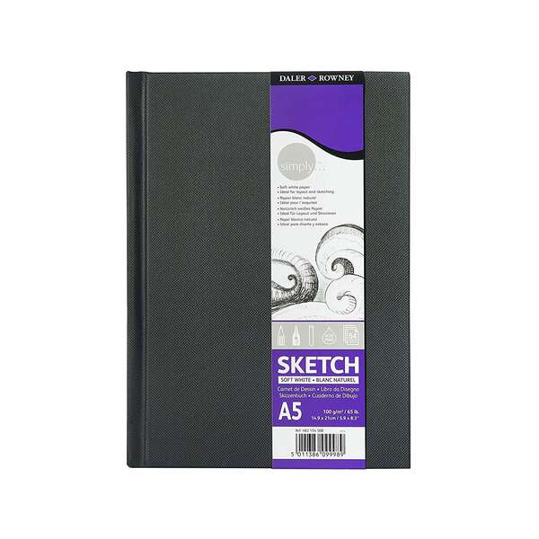 Daler Rowney Simply Cuaderno de Dibujo Cosido A5 54 Hojas 100g/m2 - Cubierta Rigida - Color Blanco 1 pieza(s)