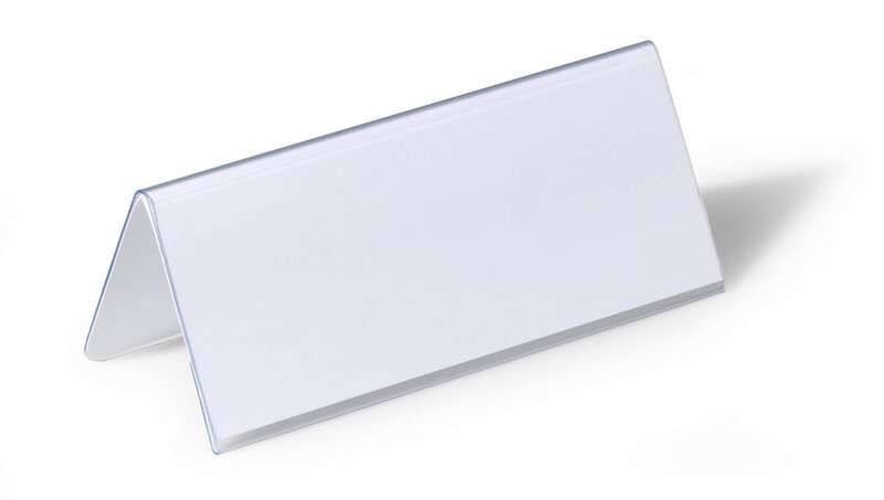 Durable Portanombres de Mesa con Forma de Tejado - Plastico - Incluye Etiquetas en Blanco - Tamaño de la Etiqueta 61/122x150mm 1 pieza(s)