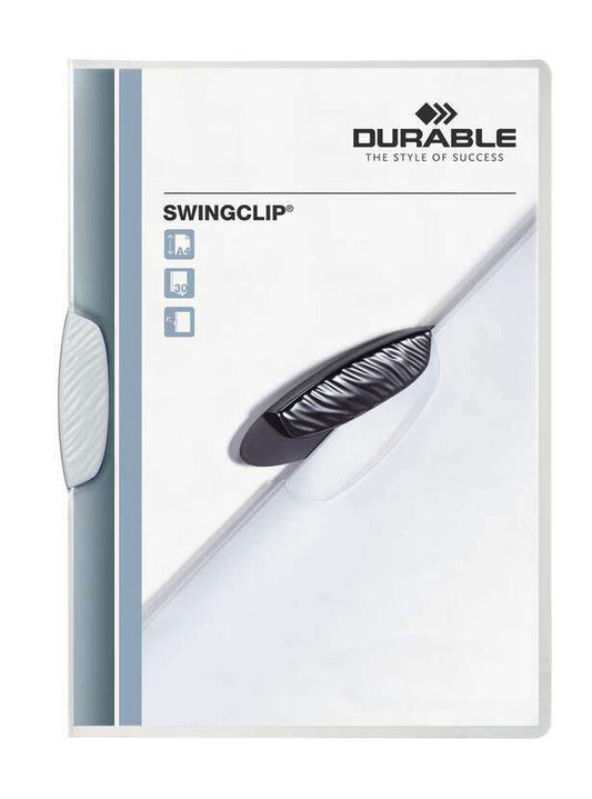 Durable Swingclip 30 Carpeta de Plastico con Pinza Giratoria - Tamaño A4 - Capacidad hasta 30 Hojas - Pinza de Color Blanco 1 pieza(s)