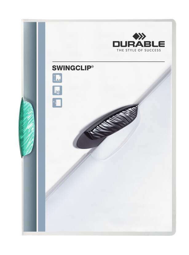 Durable Swingclip 30 Carpeta de Plastico con Pinza Giratoria - Tamaño A4 - Capacidad hasta 30 Hojas - Pinza de Color Verde Oscuro 1 pieza(s)